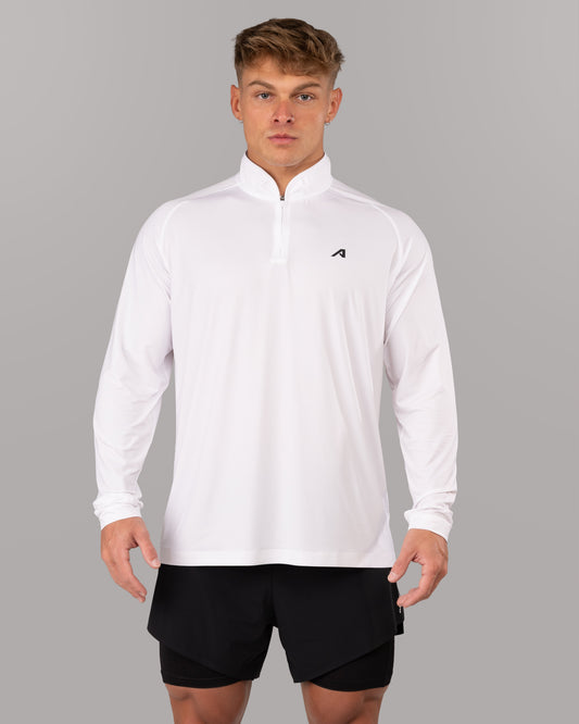 Racer Quarter Zip - White