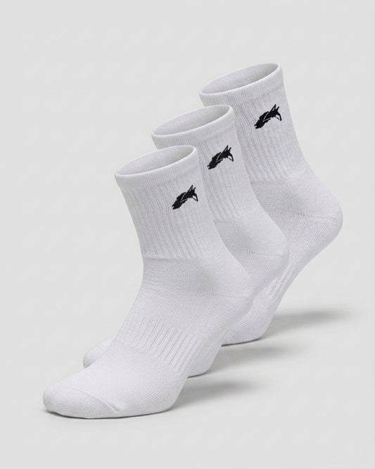 Elite Wolf Quarter Crew Sock 3pk - White