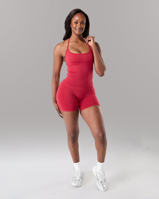 Halter Push Tank - Scarlet